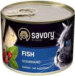 Корм Savory Cat Adult Fish вологий із рибою для дорослих вибагливих котів 200 гр