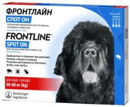 Капли на холке Boehringer Ingelheim Frontline Spot On XL для собак 40-60 кг (пипетки 3*4.02 мл)