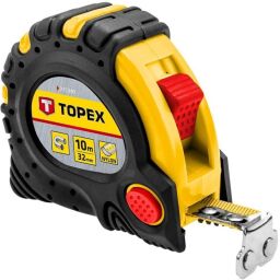 Рулетка TOPEX, 10м х 32мм, 3 фиксатора сматывания, магнит (27C340) от производителя Topex