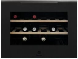 Холодильник Electrolux вбудований для вина, 45x60х56, полок - 2, зон - 1, бут-18, ST, чорний матовий+нерж