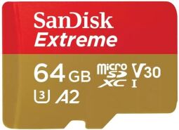 Карта пам'яті SanDisk microSD   64GB C10 UHS-I U3 R170/W80MB/s Extreme V30