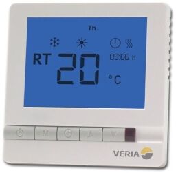 Терморегулятор Veria Control T45, +5...45 °C, сенсорний, вбудований, дротовий датчик, 13А, 230В, білий