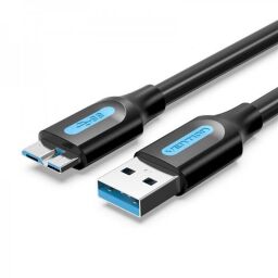 Кабель Vention USB - Micro USB Type-B (M/M), PVC Round nickel-plated, 3 м, Black (COPBI) от производителя Vention