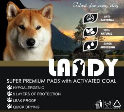 Гіпоалергенні пелюшки LANDY 60х40 см для цуценят и собак з актівованім вугіллям (60 шт) (4250231604060) від виробника Landy