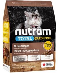 Корм Nutram T22 Total Grain-Free Turkey, Chicken & Duck Cat сухий з індичкою, куркою та качкою для котів 1.13 кг (067714102819) від виробника Nutram