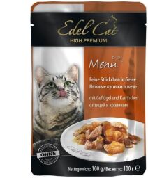 Корм Edel Cat вологий з птахом та кроликом у желе для дорослих котів 100 гр