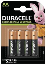 Аккумулятор Duracell Rechargeable DX1500 Ni-MH AA/HR06 2500 mAh BL 4шт (5007308) от производителя Duracell