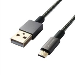Кабель Grand-X USB - micro USB (M/M), Cu, 2.1A, обплетення метал, 1 м, Black (MM-01) від виробника Grand-X