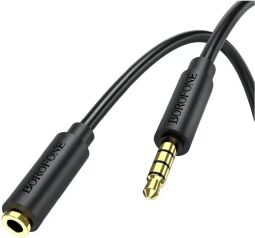 Аудіо-кабель Borofone BL12 3.5 мм - 3.5 мм (M/F), 2 м, чорний (BL12-2B) від виробника Borofone