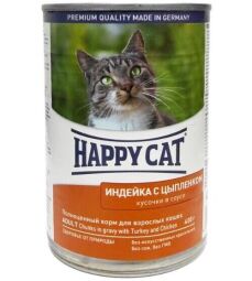Влажный корм для взрослых кошек Happy Cat Dose Truth & Huhn Sauce, кусочки в соусе, с индейкой и цыпленком 400 г (1002421) от производителя Happy Cat