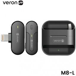 Бездротовий мікрофон петличний для iPhone Lightning Veron M8-L c кейсом зарядки Чорний