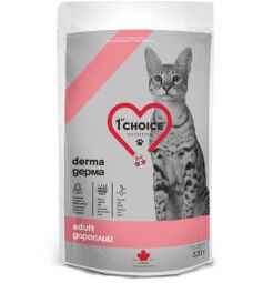 Корм 1st Choice Adult Derma сухой диетический для взрослых кошек для улучшения состояния кожи с лососем 320 гр (2100057591013) от производителя 1st Choice