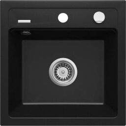 Мийка кухонна Deante Zorba, граніт, квадрат, без крила, 440х440х184мм, чаша - 1, накладна, чорний (ZQZ_N103) від виробника Deante