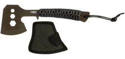 Сокира універсальна Neo Tools, рукоятка сталева з паракордом, 3 отвори для відкручування гвинтів M10, M13, M16, нейлоновий чохол, 26см, 266г (63-118) від виробника Neo Tools