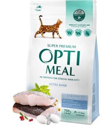 Корм Optimeal Adult Cat Cod Fish повнораціонний сухий для дорослих котів з високим вмістом тріски 0.7 кг (4820215364447) від виробника Optimeal