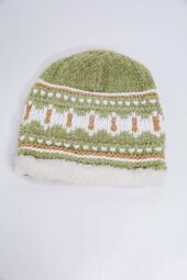 Дитяча шапка AGER, зелено-білого кольору з узором, 167R7781