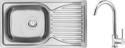 Набір для кухні Deante Doppio, стальна мийка ZEN_0113  + зміш. BOC_062M, сталь (ZENB0113) від виробника Deante