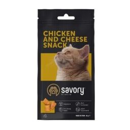 Ласощі для кішок Savory Snack Chicken and Cheese 60 г (подушечки з куркою та сиром) (1111171669) від виробника Savory