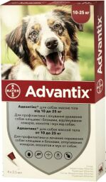 Краплі Bayer Андвантікс (Advantix) від бліх та кліщів для собак від 10 до 25 кг (4 піпетки) від виробника Bayer