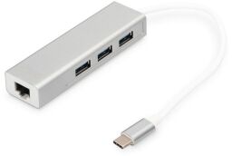 Концентратор DIGITUS DIGITUS USB-C - USB 3.0 3 Port Hub + Gigabit Ethernet (DA-70255) от производителя Digitus