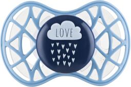 Пустушка Nuvita 7085 Air55 Cool симетрична 6m+ "LOVE" блакитно-синя