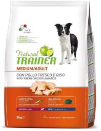 Корм Trainer Natural Super Premium Adult Mini Con Pollo Fresco, Riso & Aloe Vera сухий для собак середніх порід з куркою, рисом і морськими водоростями 12 кг