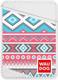 Холдер для карток WAUDOG Design з малюнком "Етно", преміум шкіра (ширина 70 мм, довжина 95 мм) білий