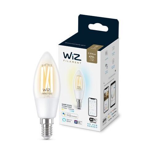 Лампа розумна WiZ, E14, 4.9W, 40W, 470Lm, C35, 2700-6500, філаментна, Wi-Fi (929003017601)