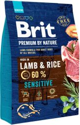 Корм Brit Premium Sensitive Lamb & Rice сухий для дорослих собак з чутливим травленням 3 кг (8595602526628) від виробника Brit Premium