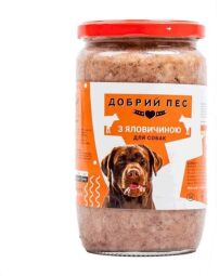 Блок консервованого корму для собак з яловичиною "Добрий Пес" 6*470 г (С-447) від виробника NoName