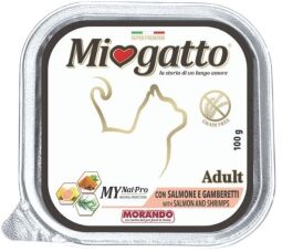 Корм Morando Miogatto Adult Salmon and Shrimps влажный с лососем и креветками для взрослых кошек 100 гр (8007520086356) от производителя Morando
