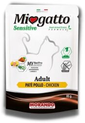 Корм Morando Miogatto Sensitive Monoprotein Chicken влажный с курицей для взрослых кошек 85 гр (8007520083409) от производителя Morando