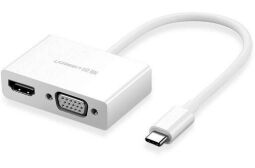 Адаптер Ugreen MM123 HDMI+VGA - USB Type-C (F/M), White (30843)