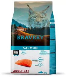 Сухий корм Bravery Salmon Adult Cat беззерновий з лососем для дорослих котів 2 кг (7647 BR SALM _2KG) від виробника Bravery