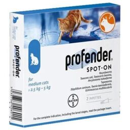 Краплі від гельмінтів Bayer Profender Spot-On (Профендер) для кішок від 2,5 кг до 5 кг (2 піпетки) (BAY03669) від виробника Bayer