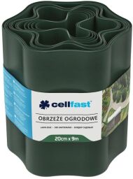 Стрічка газонна Cellfast, бордюрна, хвиляста, 20смх9м, темно-зелений