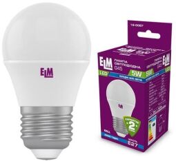 Лампа світлодіодна куля ELM 5W E27 4000K (18-0087)