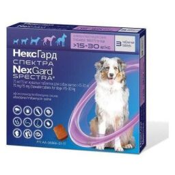 Таблетки Boehringer Ingelheim NexGard Spectra проти бліх, кліщів і глистів для собак L, 15-30 кг, 1 таблетка