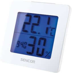 Термогігрометр Sencor, внутр. вимірювання, темп-ра, вологість, час, білий