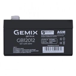 Акумуляторна батарея Gemix 12V 1.2AH (GB12012), Black, AGM