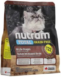 Корм Nutram T22 Total Grain-Free Turkey, Chicken & Duck Cat сухой с индейкой, курицей и уткой для кошек 0.34 кг (067714980059) от производителя Nutram