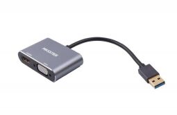 Адаптер-перехідник Maxxter USB - HDMI+VGA (M/F), Grey (V-AM-HDMI-VGA) від виробника Maxxter