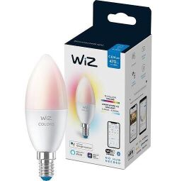 Лампа розумна WiZ, E14, 4.9W, 40W, 806Lm, C37, 2200-6500K, RGB, Wi-Fi (929002448802) від виробника WiZ
