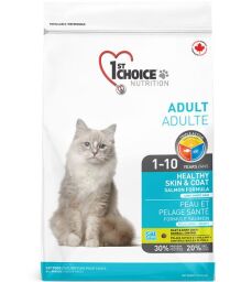 Корм 1st Choice Cat Adult Healthy Skin & Coat сухий з лососем для здоров'я вовни та шкіри у дорослих котів 5.44 кг (065672262057) від виробника 1st Choice