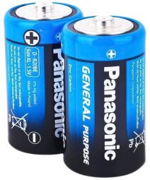 Батарейка Panasonic GENERAL PURPOSE угольно-цинковая D(R20) пленка, 2 шт. (R20BER/2P) от производителя Panasonic