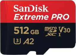 Карта пам'яті SanDisk microSD  512GB C10 UHS-I U3 R200/W140MB/s Extreme Pro V30 + SD