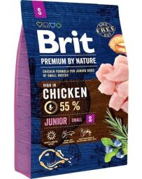 Корм Brit Premium Dog Junior S сухий з куркою для цуценят та молодих собак дрібних порід 3 кг (8595602526260) від виробника Brit Premium