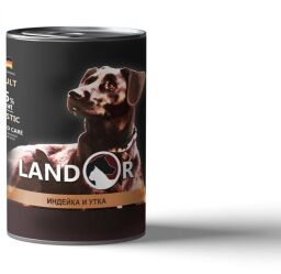 LANDOR Полноценный сбалансированный влажный корм для собак всех пород индейка с уткой 0,4 кг (4250231539077) от производителя LANDOR