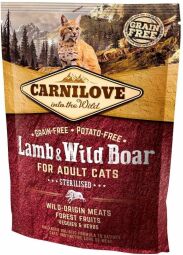 Корм Carnilove Cat Lamb & Wild Boar Sterilised сухой с ягненком и диким кабаном для стерилизованных кошек 0.4 кг (8595602512324) от производителя Carnilove