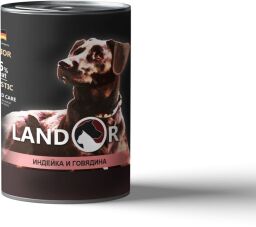LANDOR Полноценный сбалансированный влажный корм для щенков всех пород индейка с говядиной 0,4 кг (4250231539053) от производителя LANDOR
